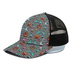 Halloween Zombie Striped Pattern Print Black Mesh Trucker Cap