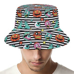 Halloween Zombie Striped Pattern Print Bucket Hat