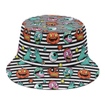 Halloween Zombie Striped Pattern Print Bucket Hat