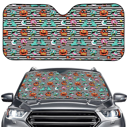 Halloween Zombie Striped Pattern Print Car Windshield Sun Shade