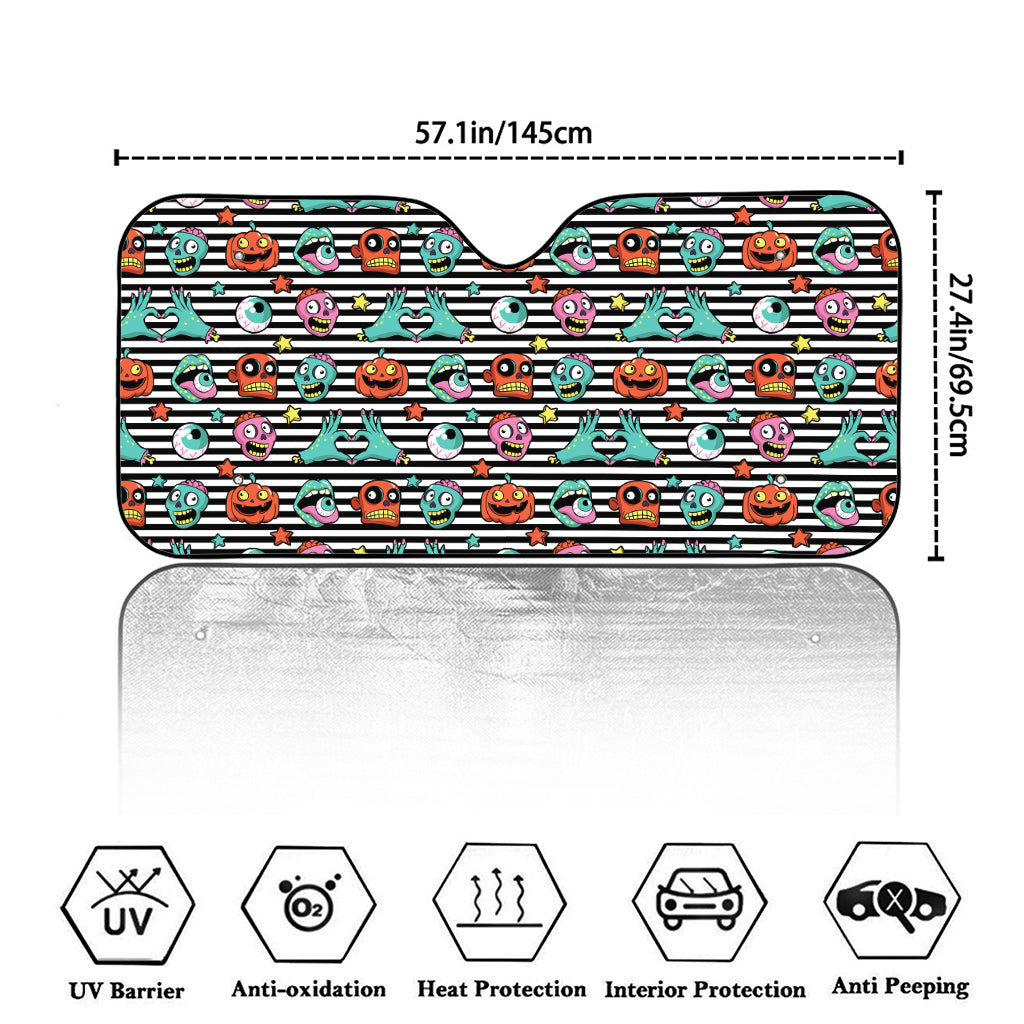 Halloween Zombie Striped Pattern Print Car Windshield Sun Shade
