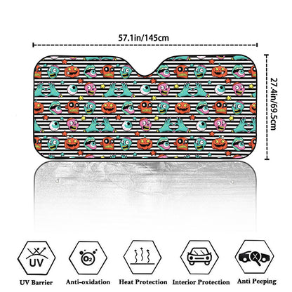 Halloween Zombie Striped Pattern Print Car Windshield Sun Shade