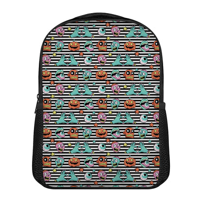 Halloween Zombie Striped Pattern Print Casual Backpack
