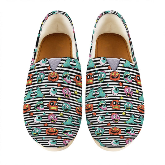 Halloween Zombie Striped Pattern Print Casual Shoes