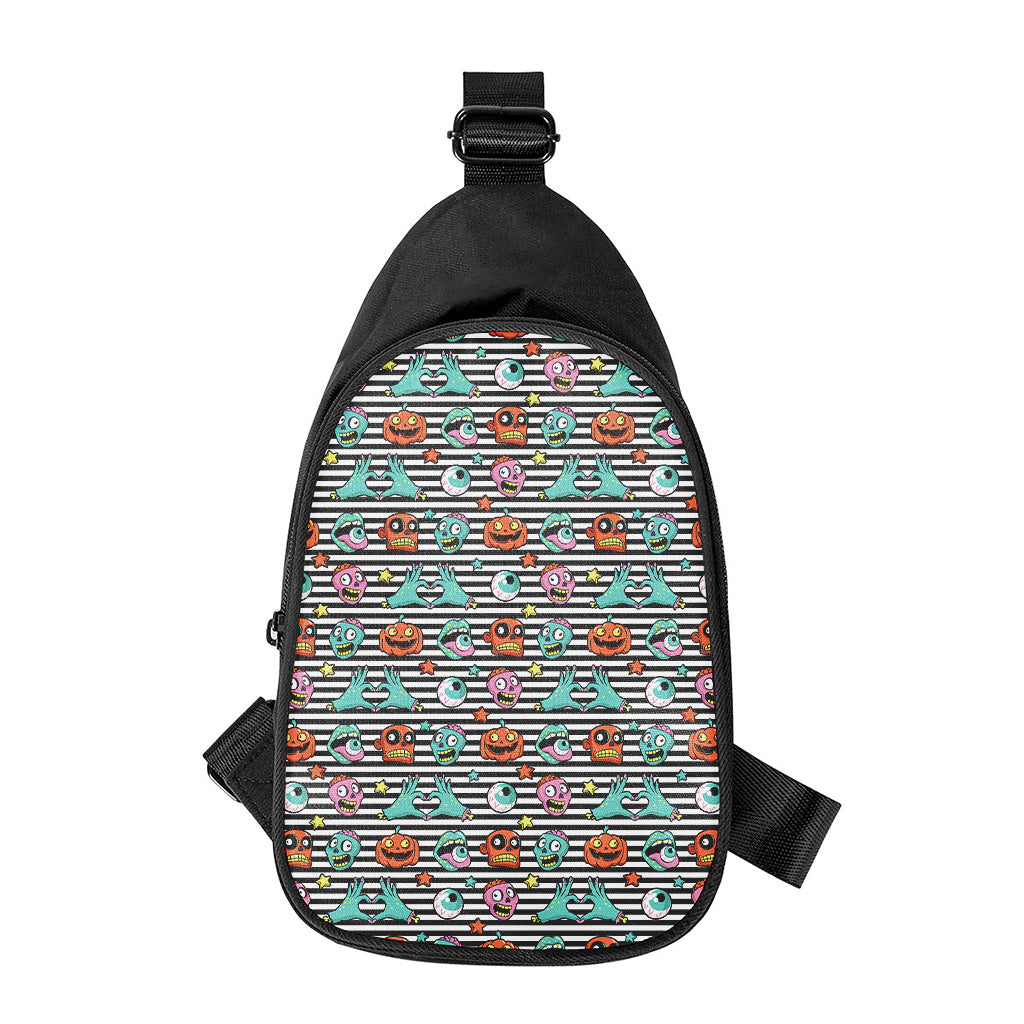 Halloween Zombie Striped Pattern Print Chest Bag