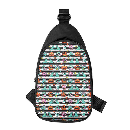 Halloween Zombie Striped Pattern Print Chest Bag