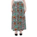 Halloween Zombie Striped Pattern Print Chiffon Maxi Skirt
