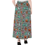Halloween Zombie Striped Pattern Print Chiffon Maxi Skirt