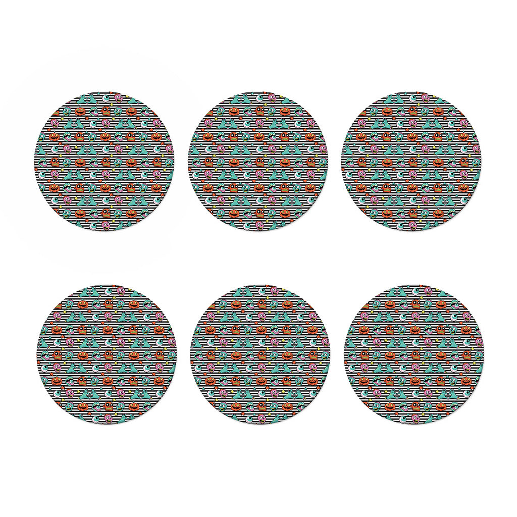 Halloween Zombie Striped Pattern Print Coaster Set