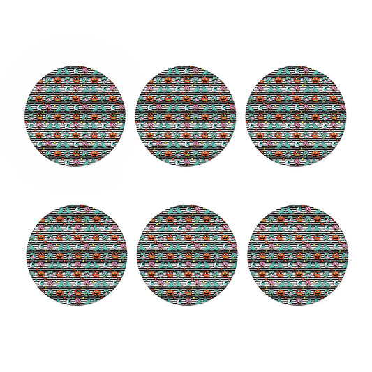 Halloween Zombie Striped Pattern Print Coaster Set