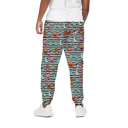 Halloween Zombie Striped Pattern Print Cotton Pants