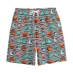 Halloween Zombie Striped Pattern Print Cotton Shorts