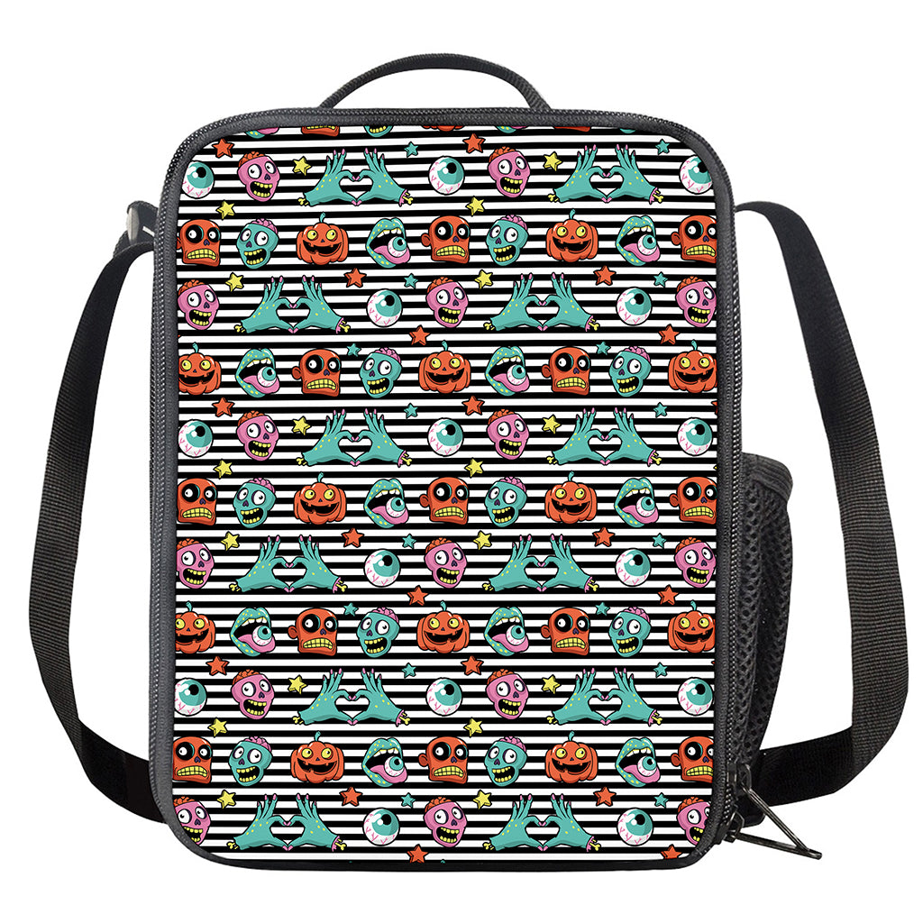 Halloween Zombie Striped Pattern Print Crossbody Lunch Bag