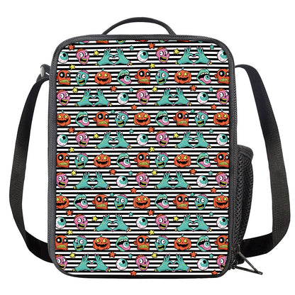 Halloween Zombie Striped Pattern Print Crossbody Lunch Bag