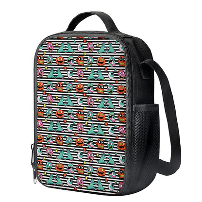 Halloween Zombie Striped Pattern Print Crossbody Lunch Bag