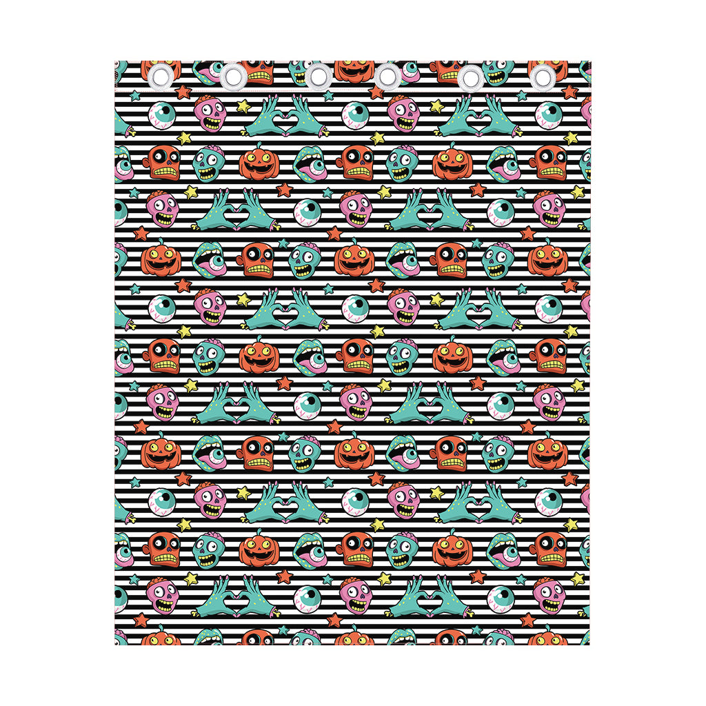 Halloween Zombie Striped Pattern Print Curtain