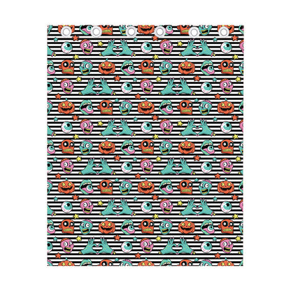 Halloween Zombie Striped Pattern Print Curtain