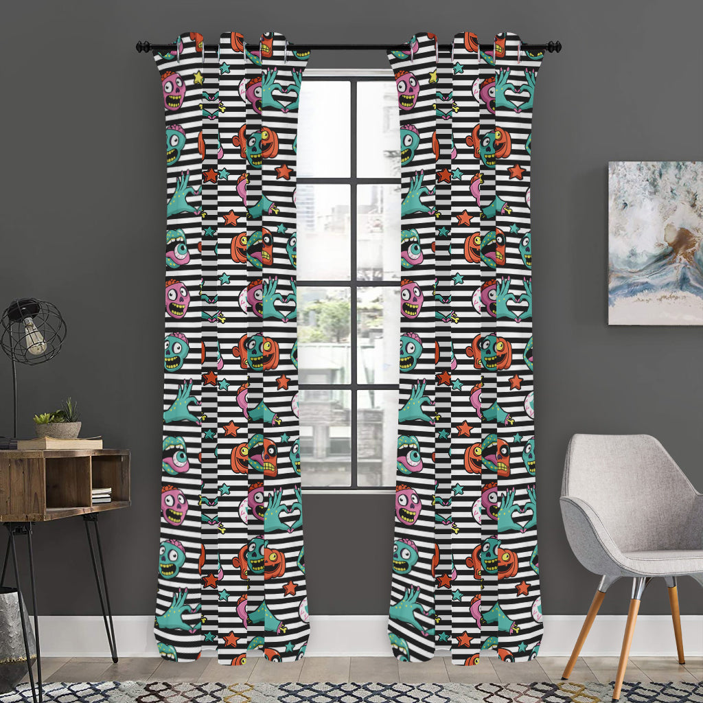 Halloween Zombie Striped Pattern Print Curtain
