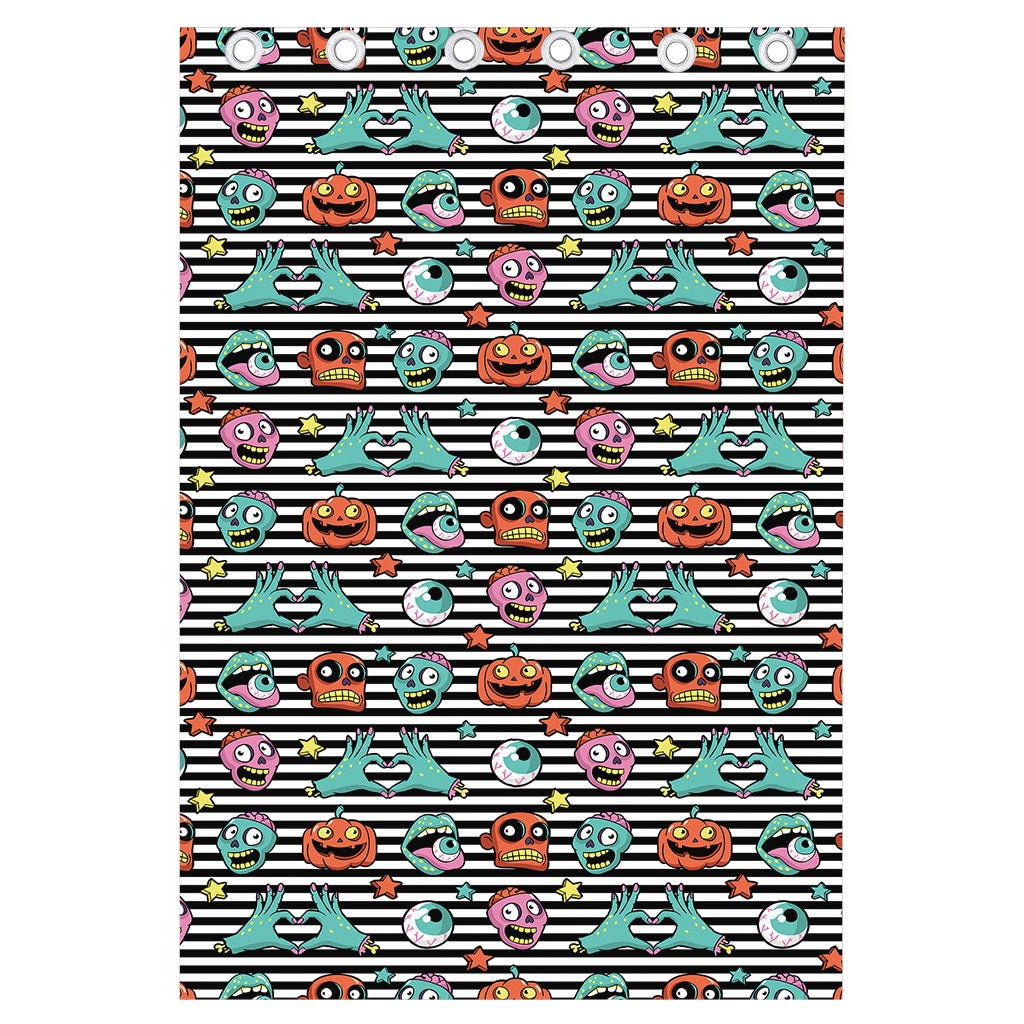 Halloween Zombie Striped Pattern Print Curtain