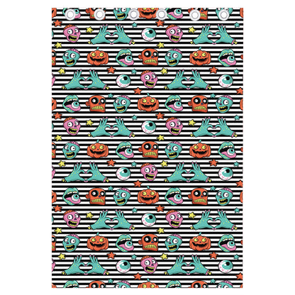 Halloween Zombie Striped Pattern Print Curtain