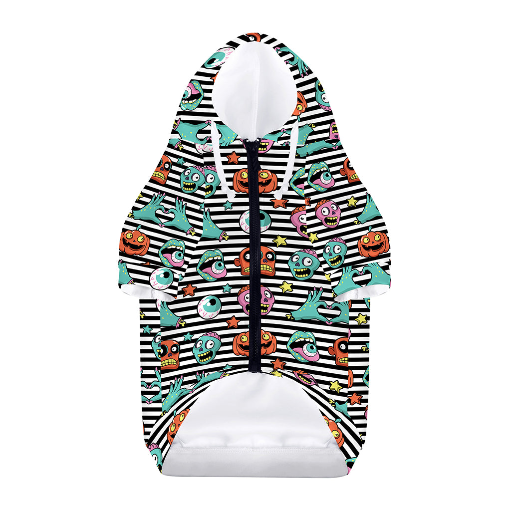 Halloween Zombie Striped Pattern Print Dog Zip Up Hoodie