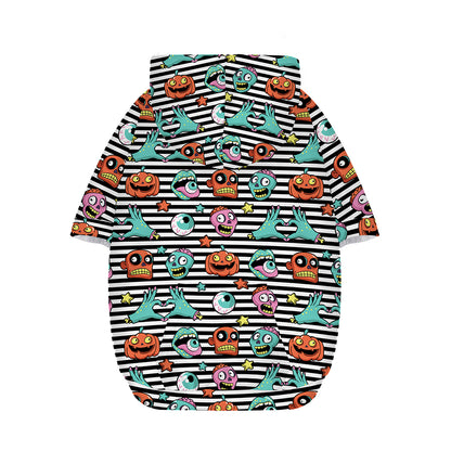 Halloween Zombie Striped Pattern Print Dog Zip Up Hoodie