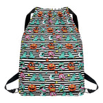 Halloween Zombie Striped Pattern Print Drawstring Backpack