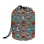 Halloween Zombie Striped Pattern Print Drawstring Makeup Bag