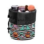 Halloween Zombie Striped Pattern Print Drawstring Makeup Bag