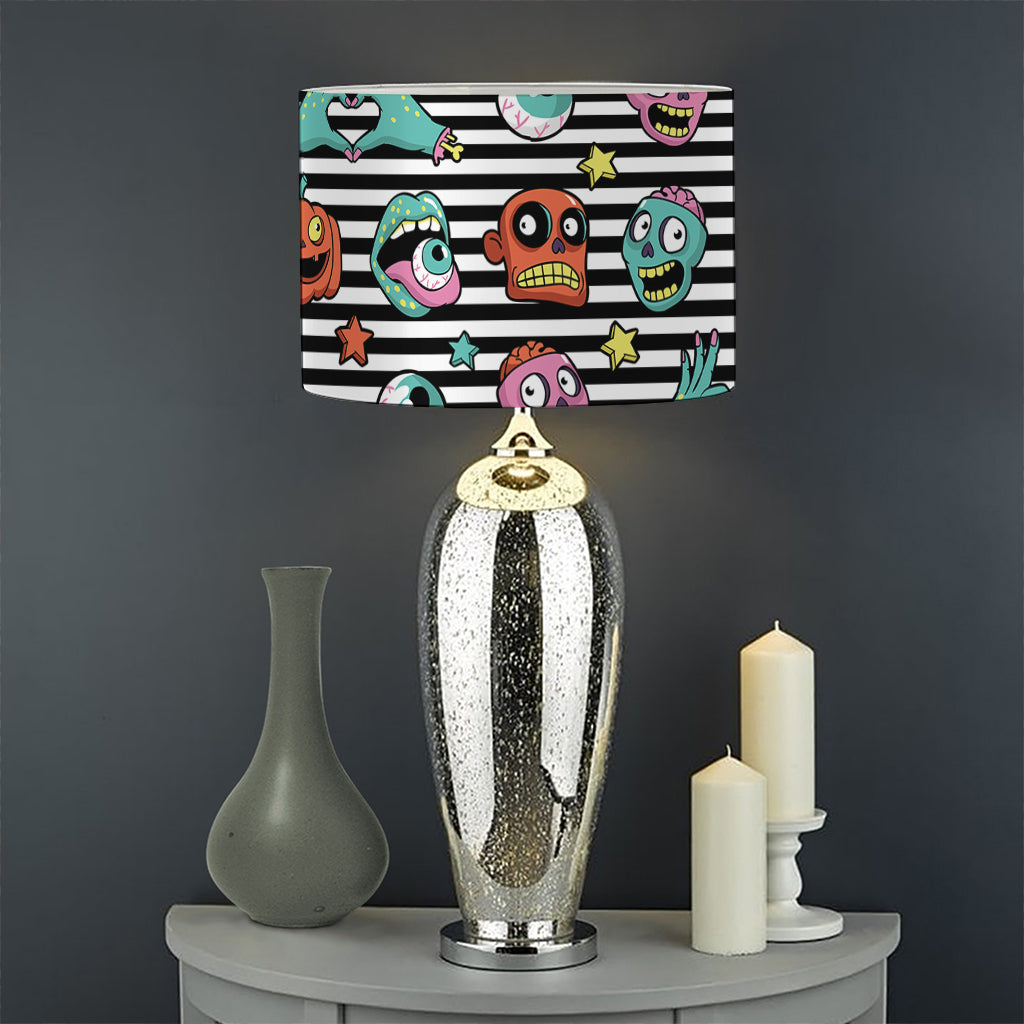 Halloween Zombie Striped Pattern Print Drum Lamp Shade