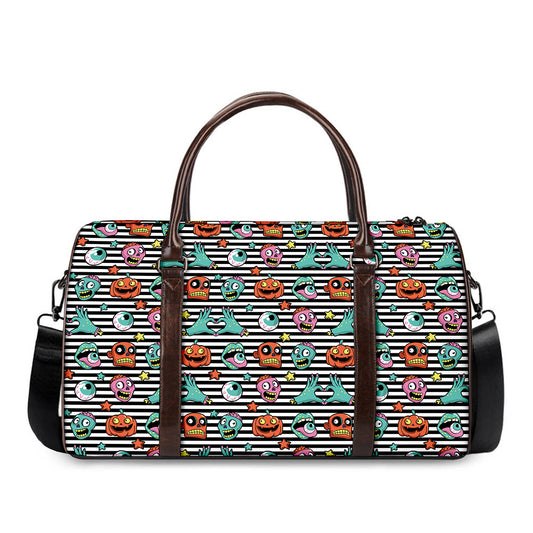 Halloween Zombie Striped Pattern Print Duffle Bag