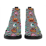 Halloween Zombie Striped Pattern Print Flat Ankle Boots