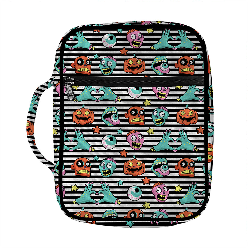 Halloween Zombie Striped Pattern Print Front Pocket Bible Bag