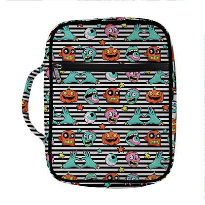 Halloween Zombie Striped Pattern Print Front Pocket Bible Bag