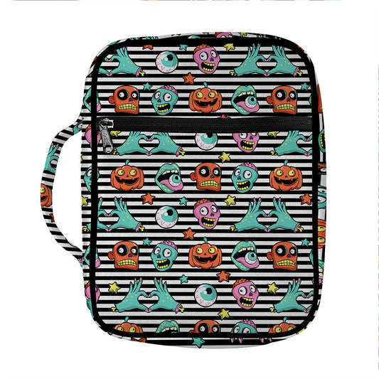 Halloween Zombie Striped Pattern Print Front Pocket Bible Bag
