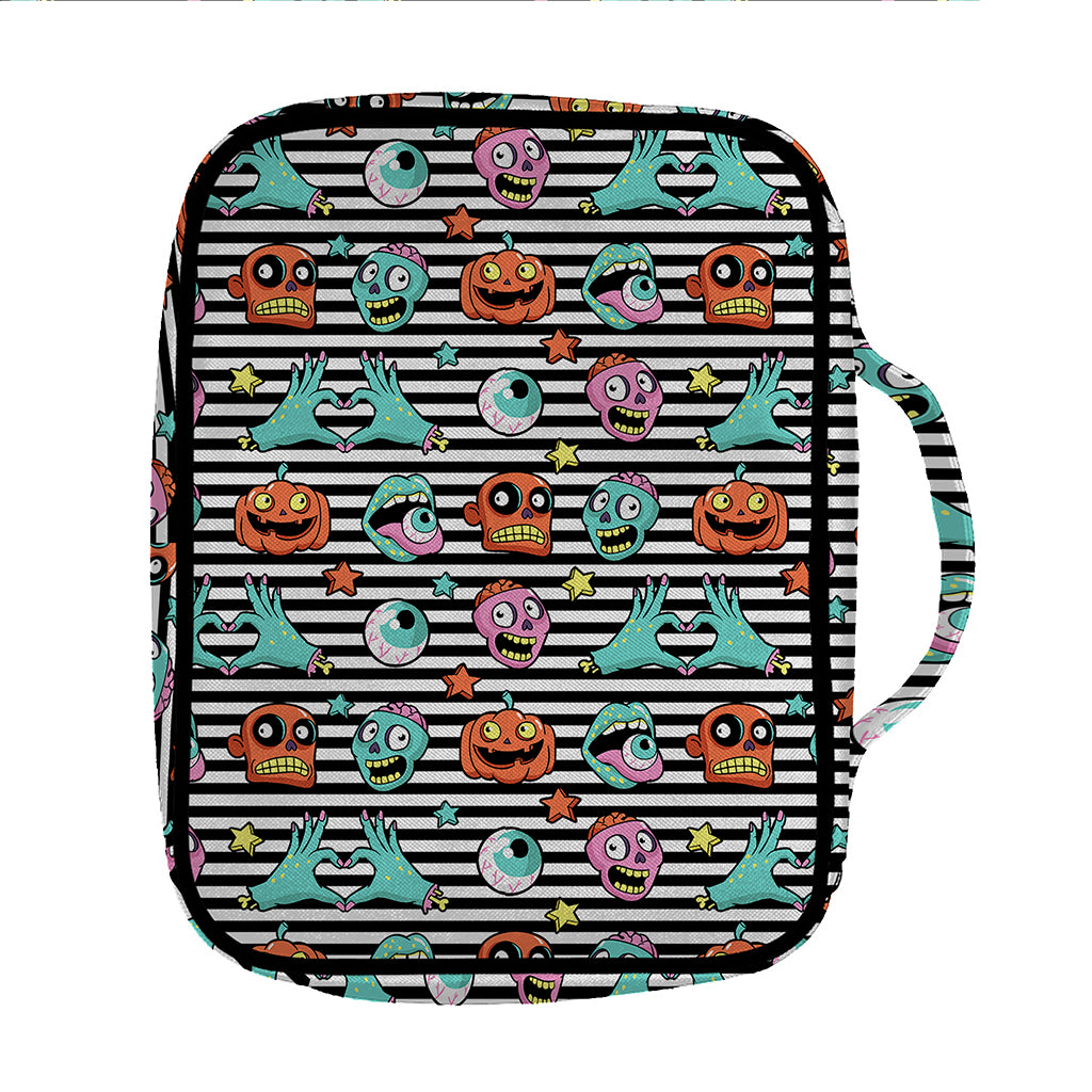 Halloween Zombie Striped Pattern Print Front Pocket Bible Bag