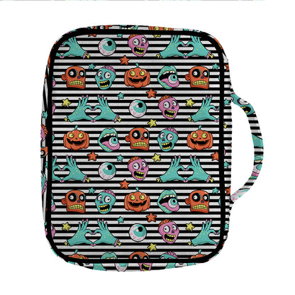 Halloween Zombie Striped Pattern Print Front Pocket Bible Bag