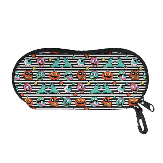 Halloween Zombie Striped Pattern Print Glasses Case
