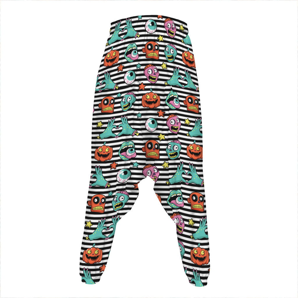 Halloween Zombie Striped Pattern Print Hammer Pants