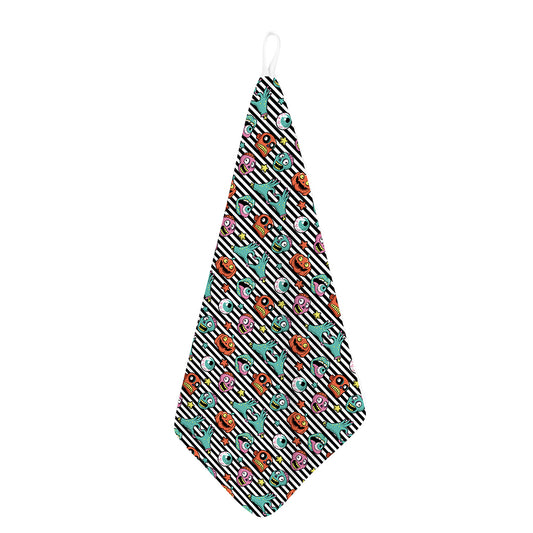 Halloween Zombie Striped Pattern Print Hand Towel