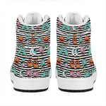 Halloween Zombie Striped Pattern Print High Top Leather Sneakers