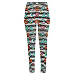 Halloween Zombie Striped Pattern Print High-Waisted Pocket Leggings