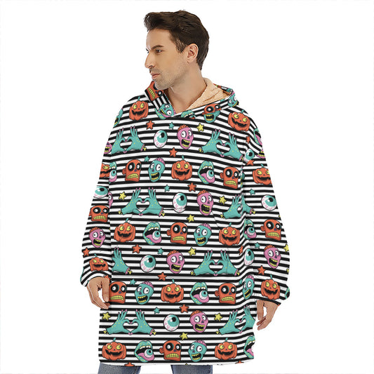 Halloween Zombie Striped Pattern Print Hoodie Blanket