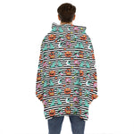 Halloween Zombie Striped Pattern Print Hoodie Blanket