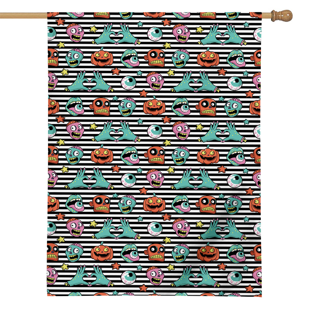 Halloween Zombie Striped Pattern Print House Flag