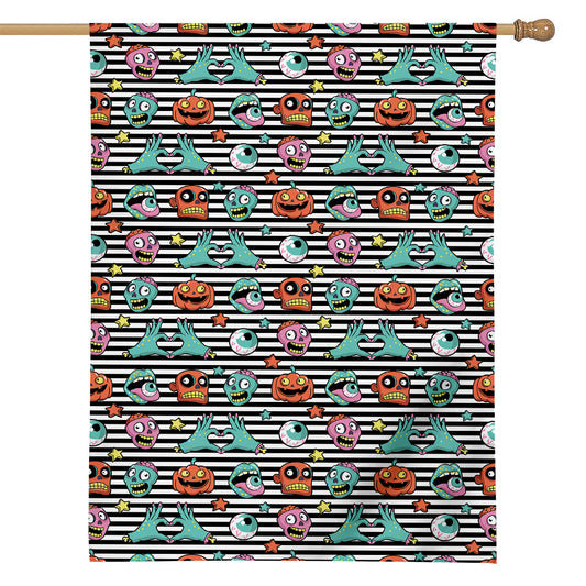 Halloween Zombie Striped Pattern Print House Flag