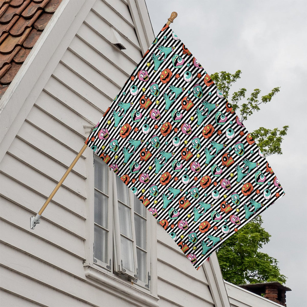 Halloween Zombie Striped Pattern Print House Flag