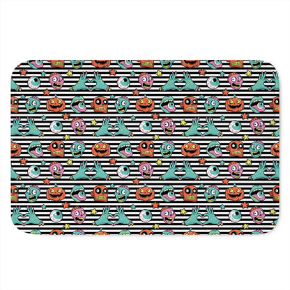 Halloween Zombie Striped Pattern Print Indoor Door Mat
