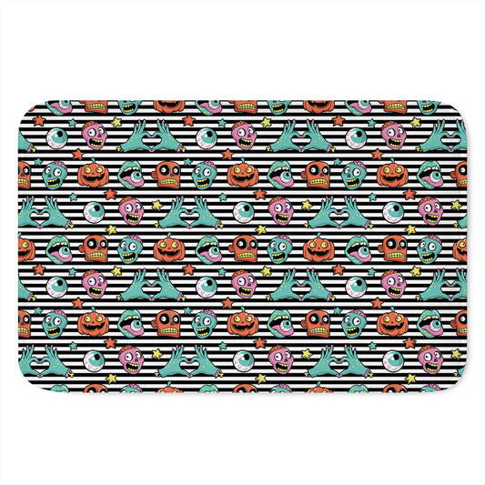 Halloween Zombie Striped Pattern Print Indoor Door Mat