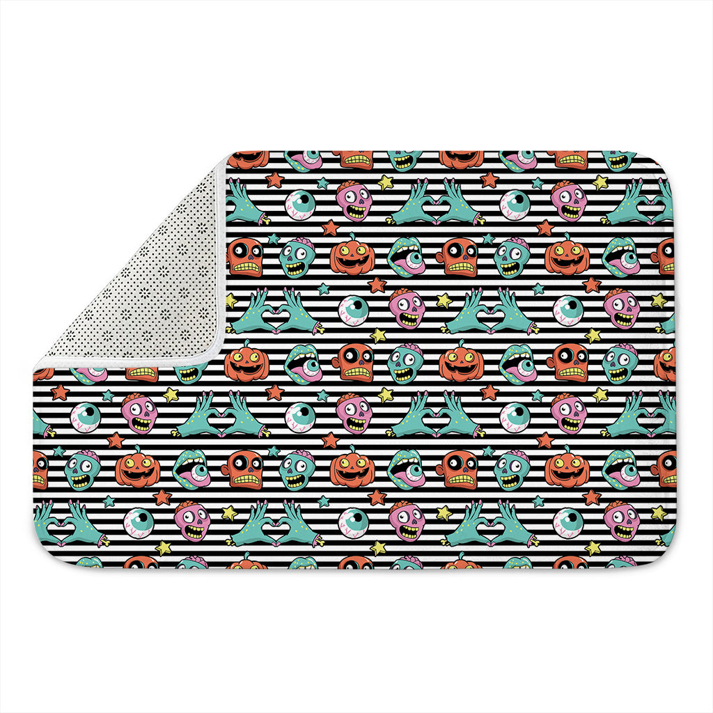 Halloween Zombie Striped Pattern Print Indoor Door Mat
